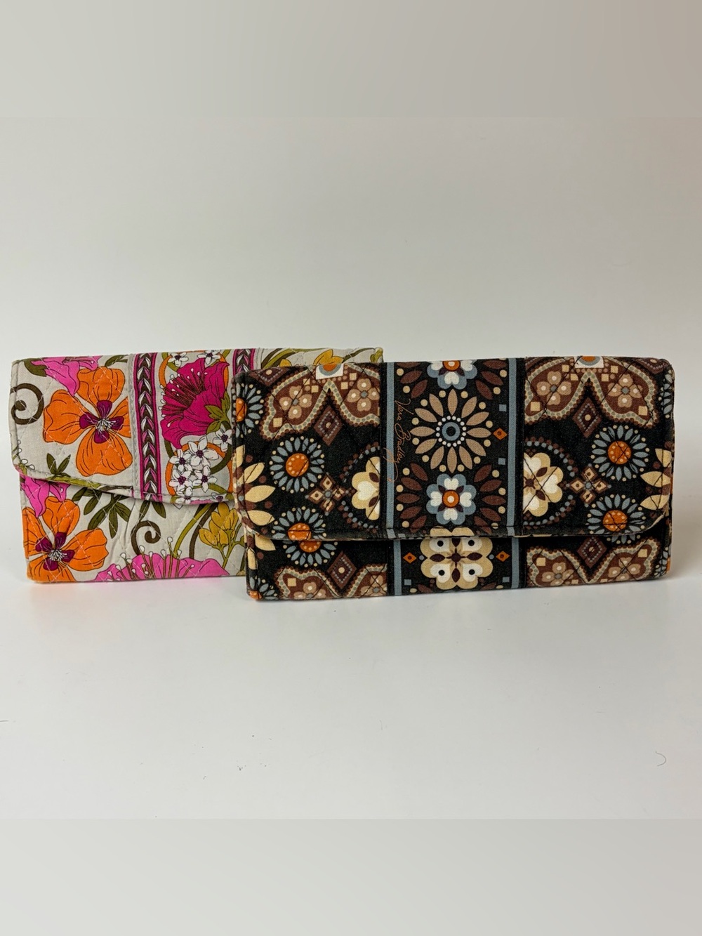 Vera Bradley Canyon & Tea Garden Floral Wallets Lot of 2 Retired
